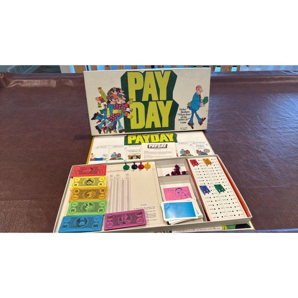 Vintage 1975 Parker Brother sPay Day Board Game Complete